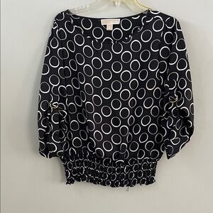 New York & Company Black and White Circle Blouse